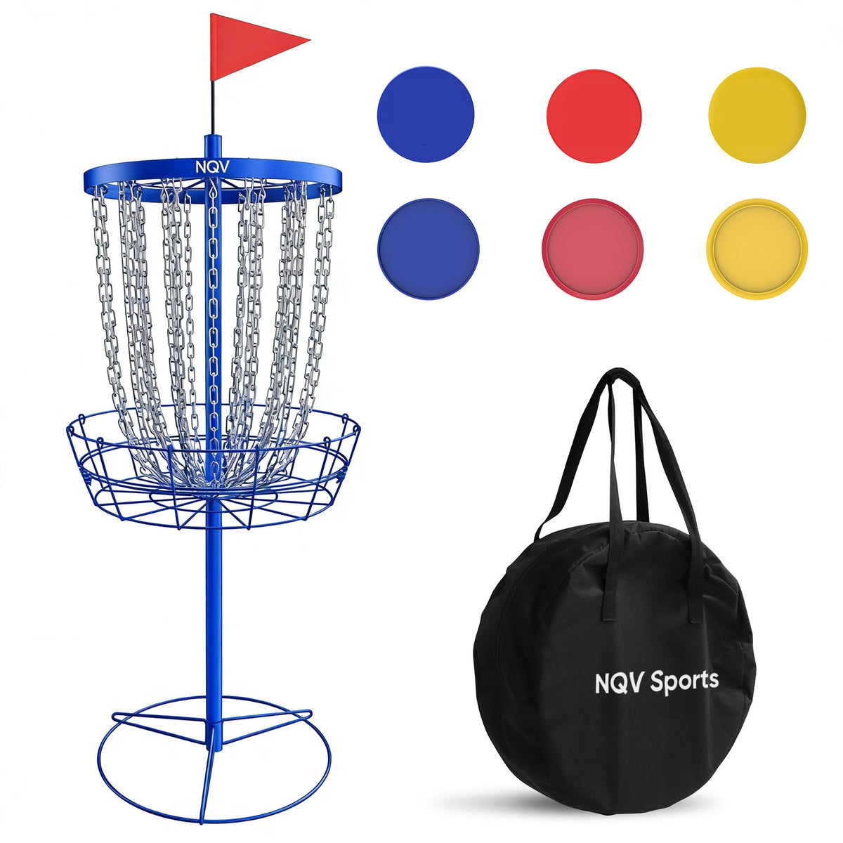 NQV PRO disc golf basket assembly view for quick setup