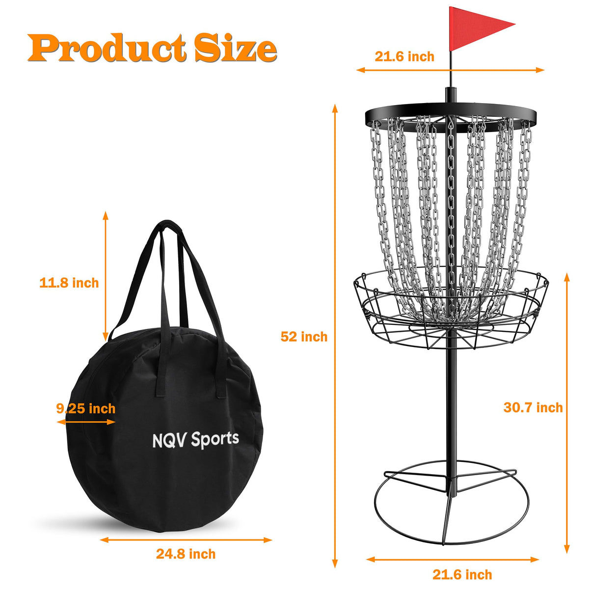 NQV PRO Disc Golf Basket base and stakes enhance stability during windy sessions