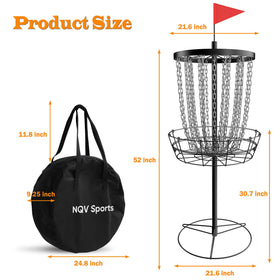 NQV PRO Disc Golf Basket base and stakes enhance stability during windy sessions