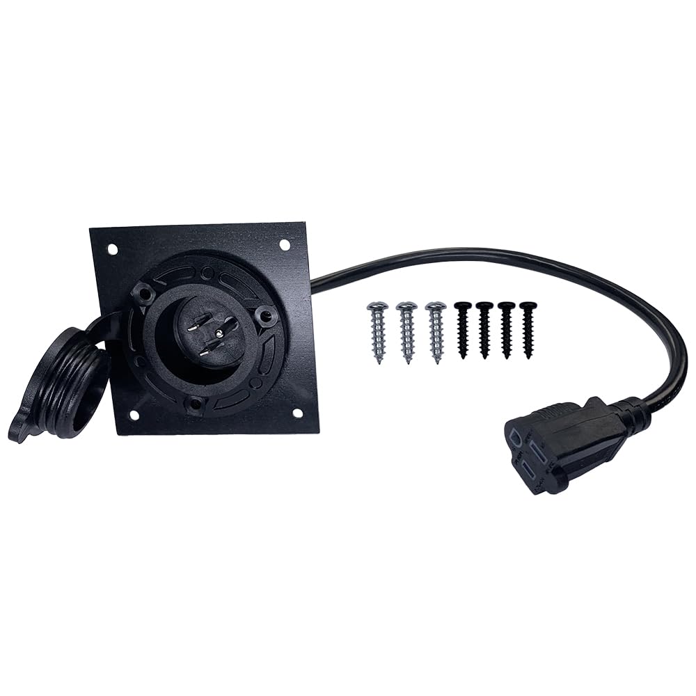 Nsagexw EZGO TXT36 120V plug inlet enabling fixed, cable-free charging.