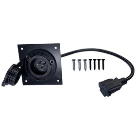 Nsagexw EZGO TXT36 120V plug inlet enabling fixed, cable-free charging.