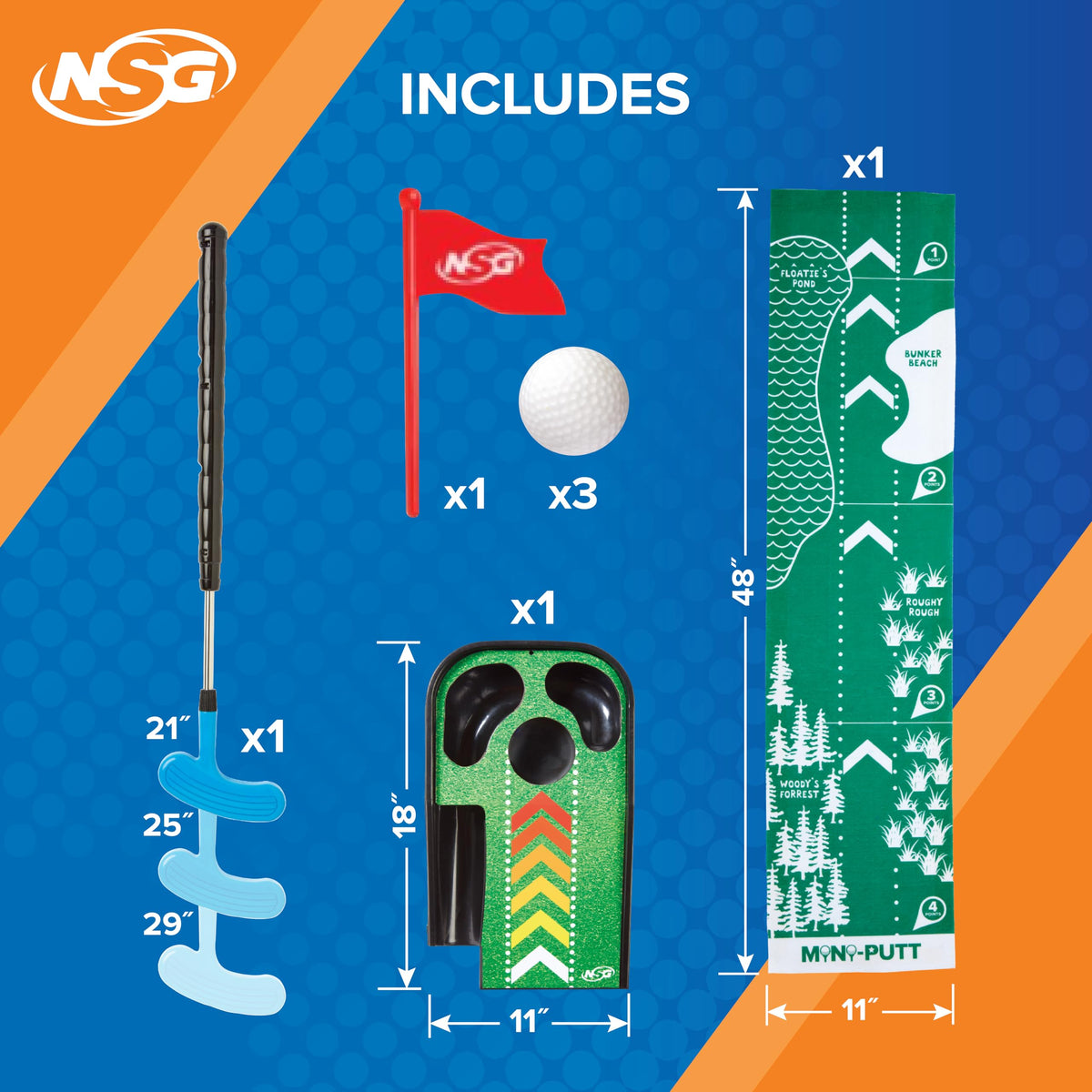 NSG putting game features auto ball return for continuous practice