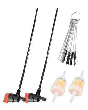 NTSUMI fuel pickup tube with shut-off valve close-up showing durable composite construction for Club Car DS
