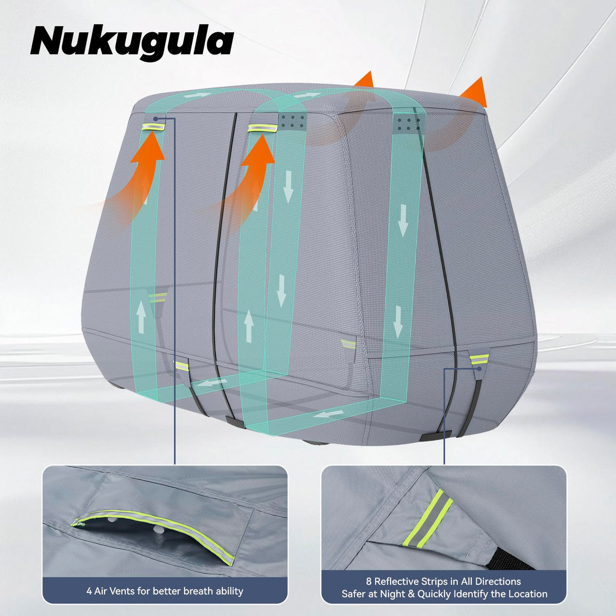 Nukugula 800D cover elastic hem ensures snug universal fit.