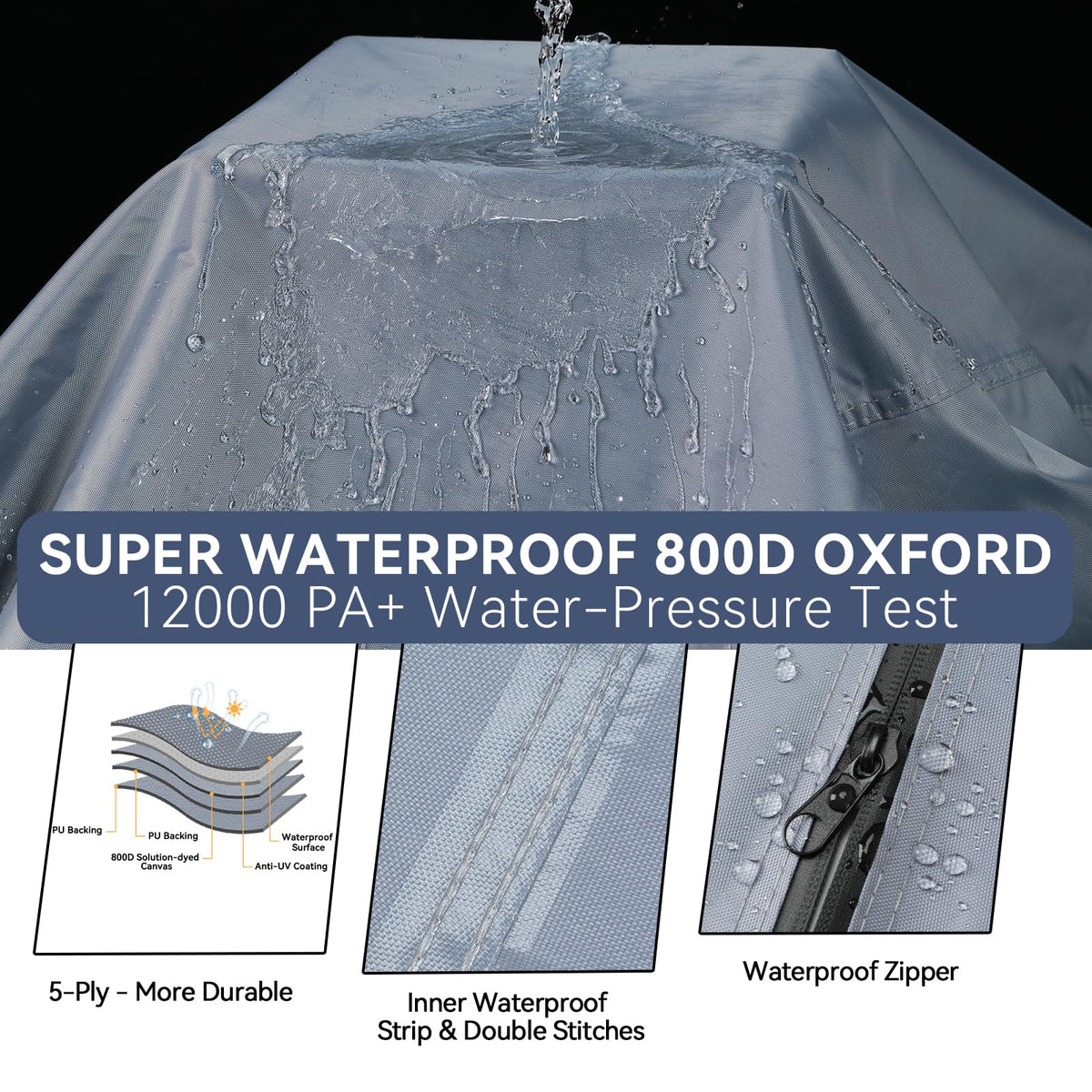 Nukugula 800D cover straps system keeps cover secure.