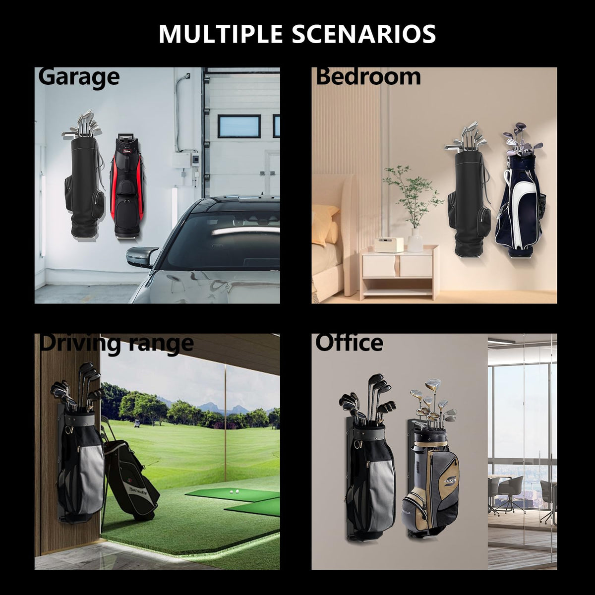 NULTRUMA garage organization solution for golf gear, keeping equipment ready to play.