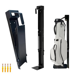 NULTRUMA wall-mount golf bag rack with foldable arms saves space