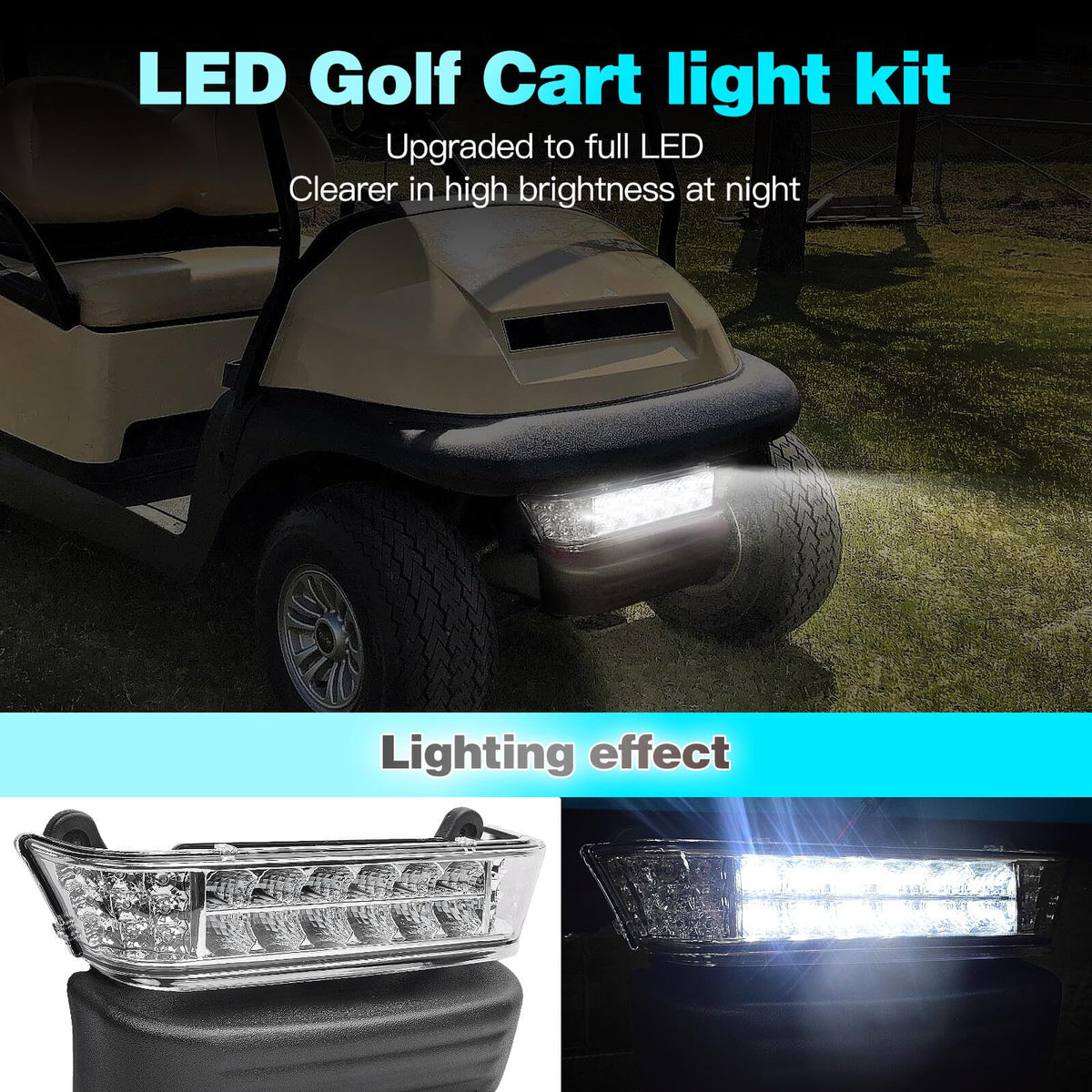 12V-compatible Nuojinsi LED headlight for low-voltage carts