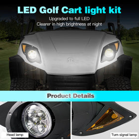 Nuojinsi golf cart LED headlight kit front view on Yamaha Drive G29, ready to replace stock headlights.