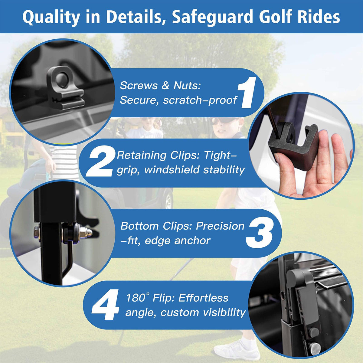 Nuojinsi windshield assembly kit included for fast drill-free installation
