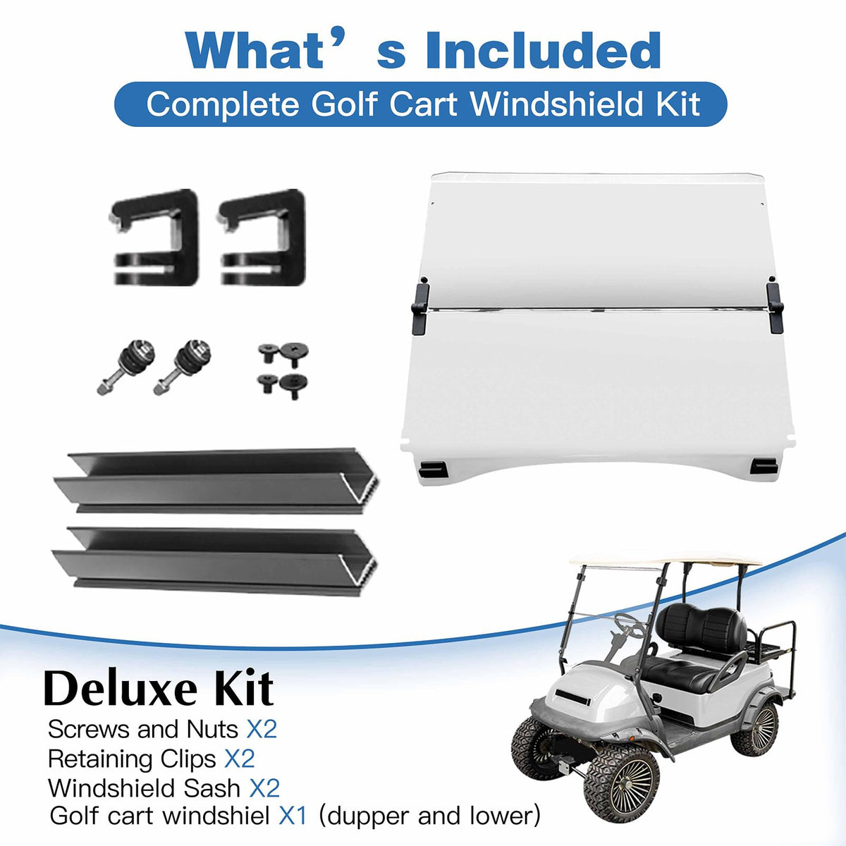 Nuojinsi golf cart windshield fits Club Car Precedent models for easy setup