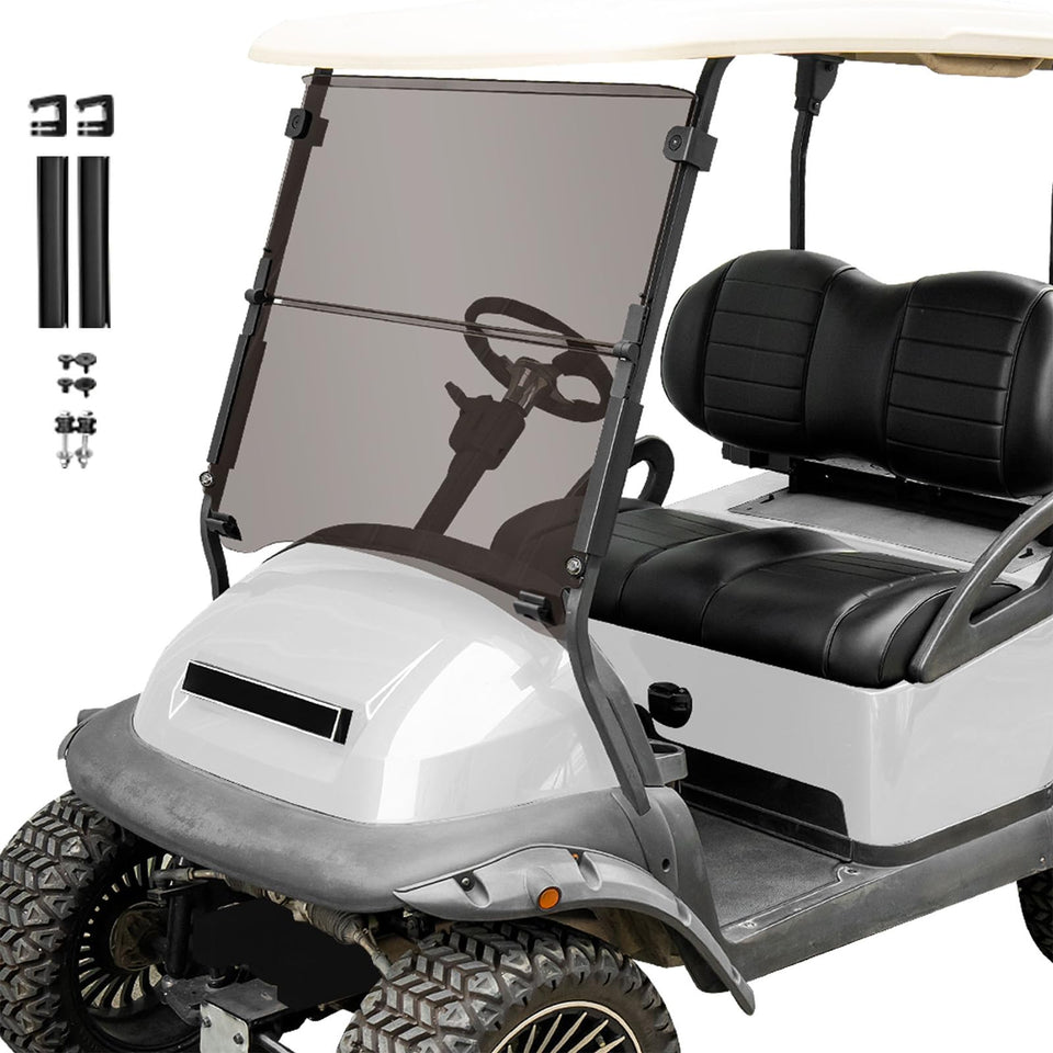 Nuojinsi Golf Cart Windshield front view showing UV protection for Club Car Precedent