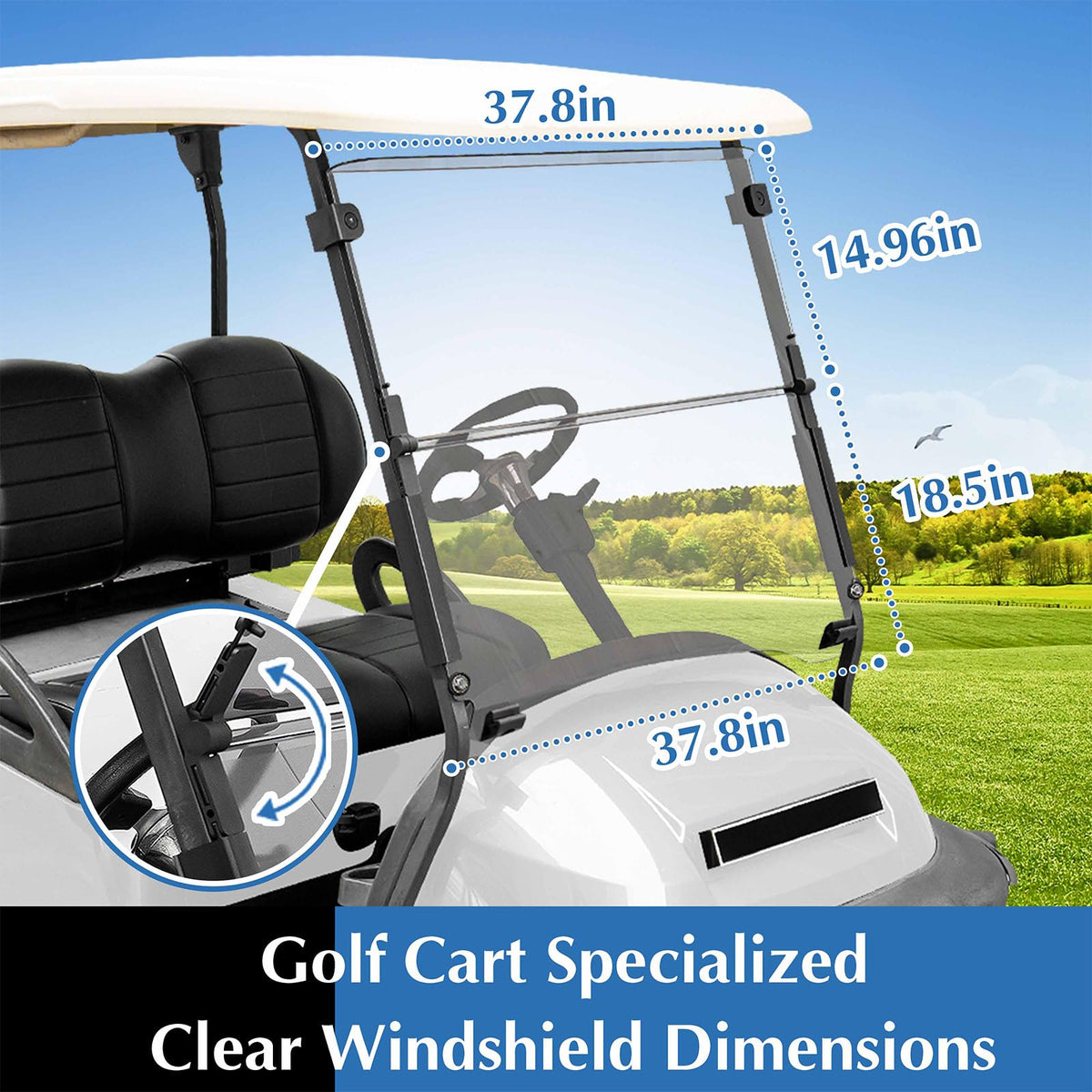 Nuojinsi golf cart windshield size 37-4x32-7 inches for Club Car Precedent