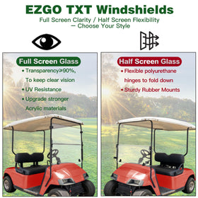 Nuojinsi windscreen size 40.7x34 inches on EZGO TXT.