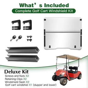 Nuojinsi golf cart windshield enables airflow on hot days.