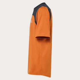 Oakley Free Ride jersey orange back view showing coverage and drop-tail hem