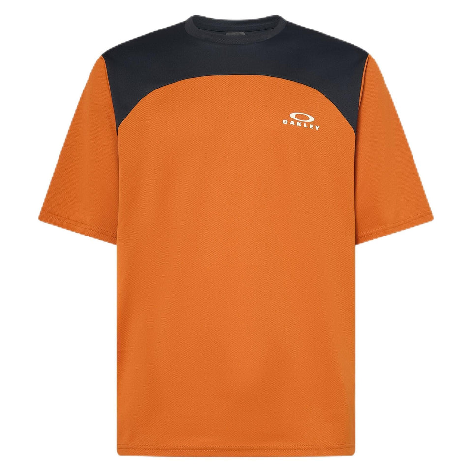 Oakley Free Ride jersey orange front view highlighting breathable fabric for rides