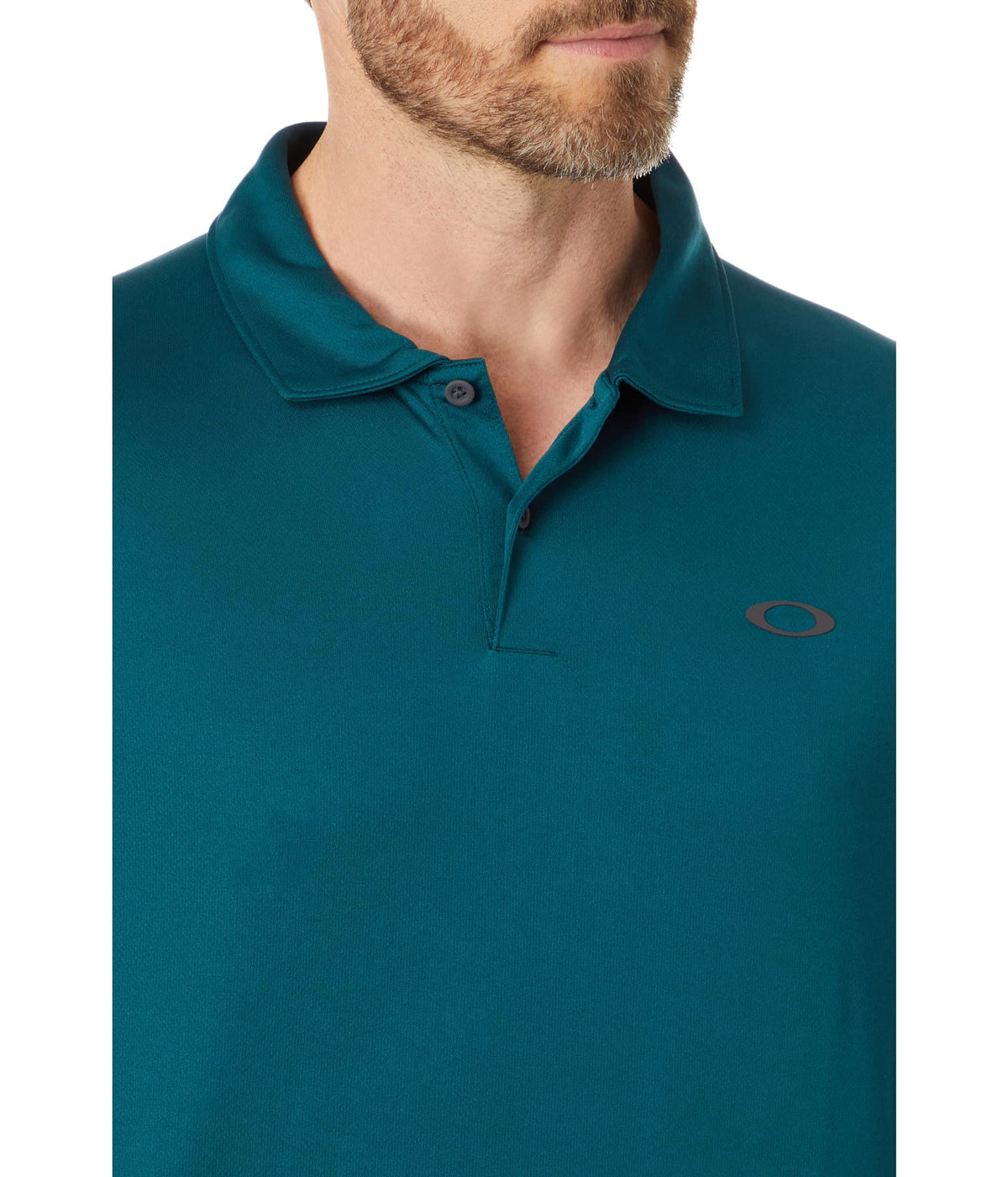 Oakley Icon TN Protect RC Polo close-up highlighting odor-protecting fabric.