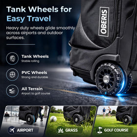 Durable bottom shell guards clubs on rough belts and stairs