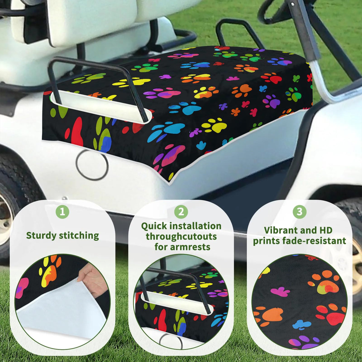 Obtravar Pawprint seat covers install easily with open-ended design.
