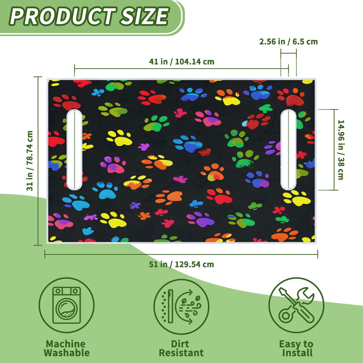 Obtravar Pawprint seat towel measures 51x31 inches for universal cart fit.