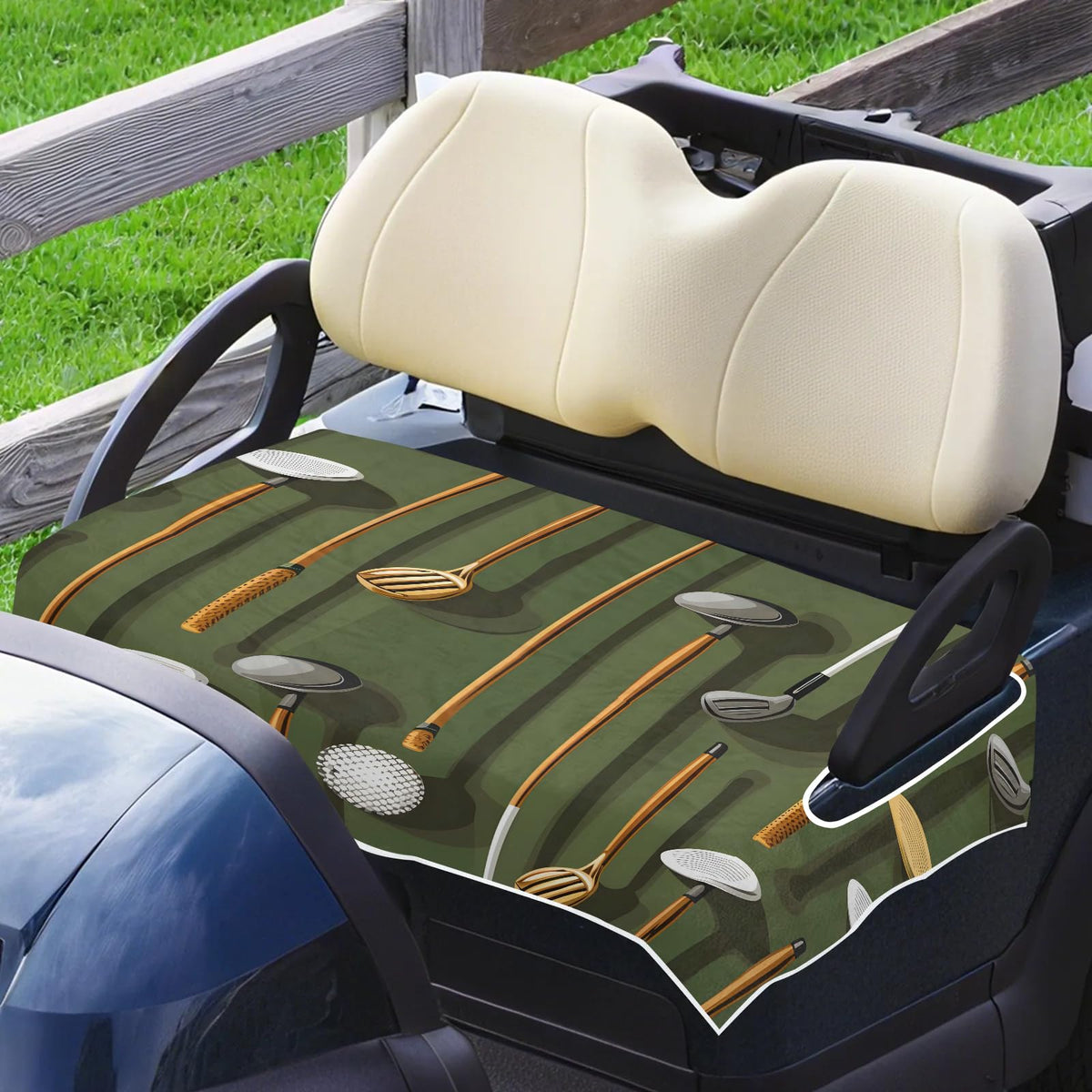 Obtravar protects and decorates your golf cart seat.