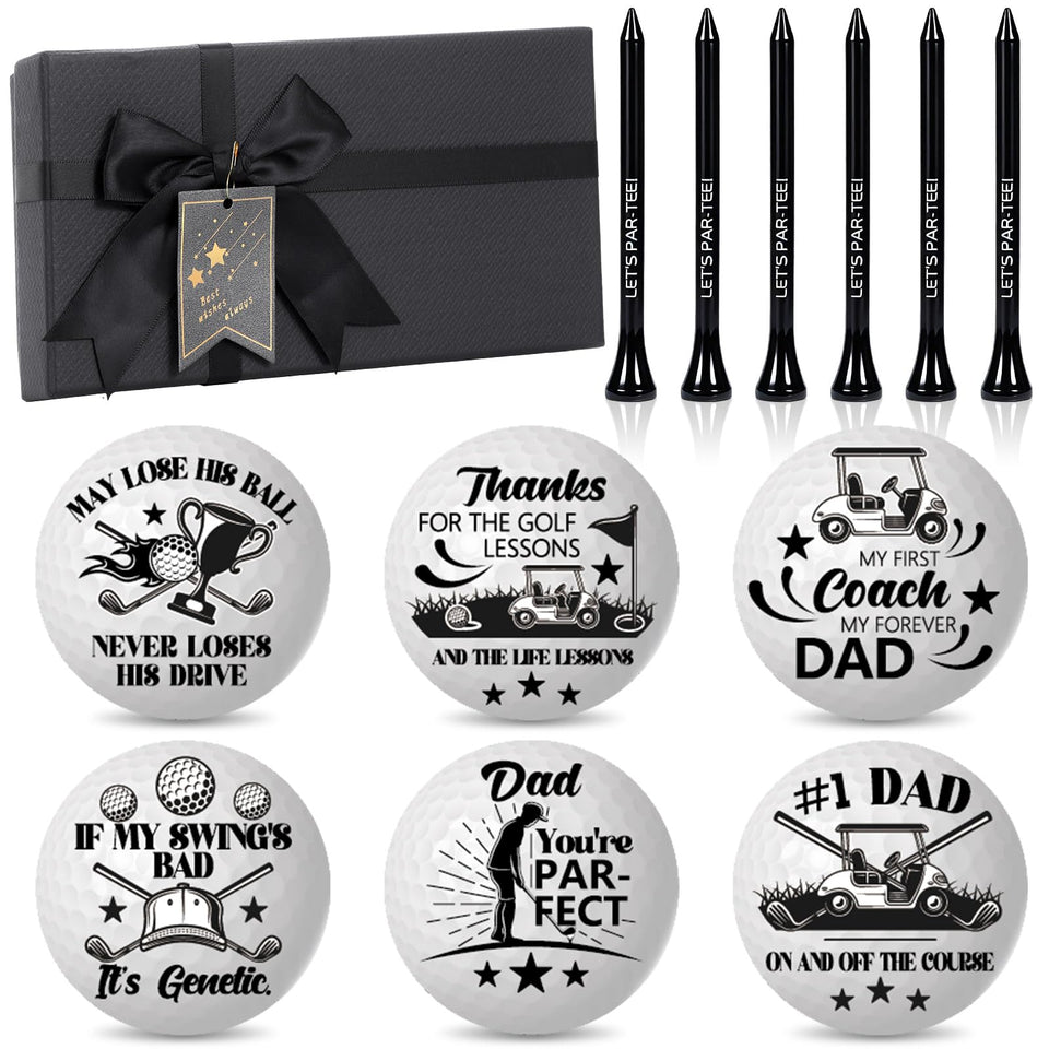 OBUSATT Father’s Day gift box with six golf balls, ready-to-play on the course