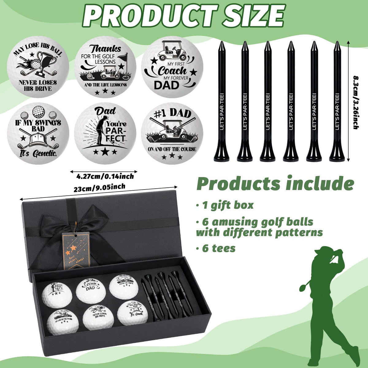 OBUSATT golf balls with funny black and white designs for Dad’s round