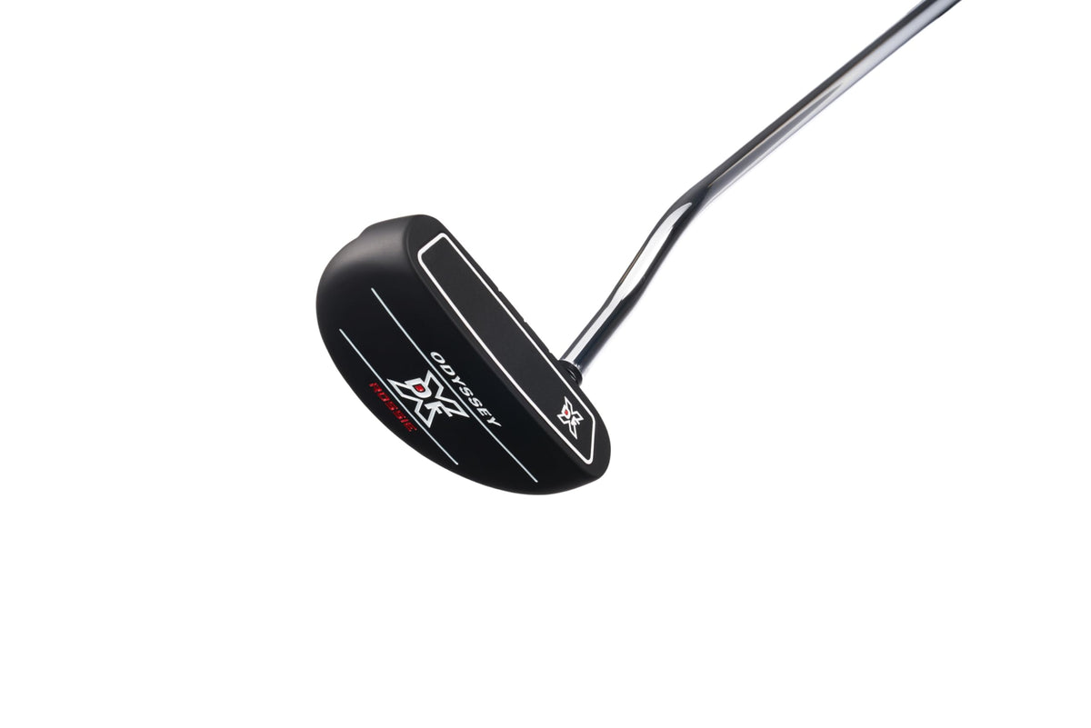 Odyssey DFX Double Wide Putter 33in front view with stealth black finish for precise alignment.