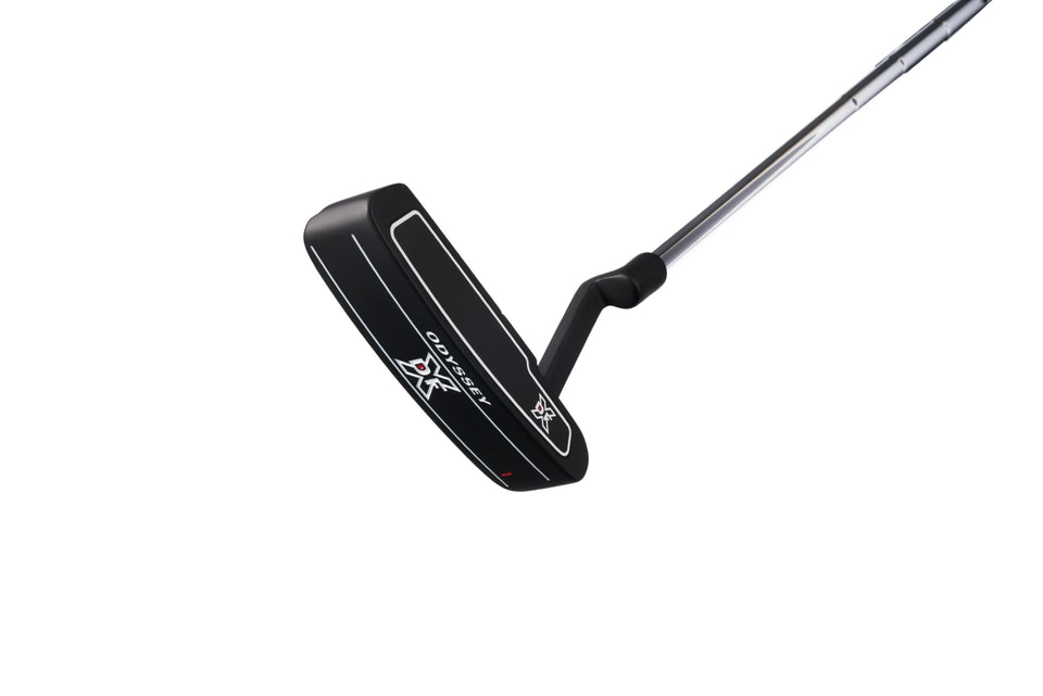 Odyssey DFX putter head in black finish showing alignment potential on greens