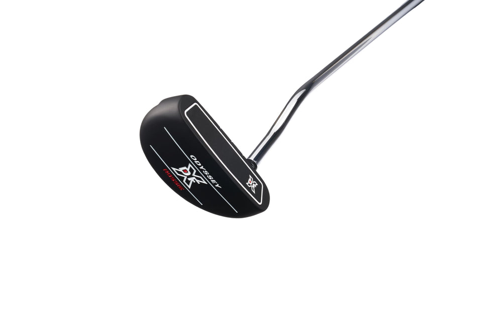 Odyssey DFX7 putter top view with sleek black finish for stealth alignment.