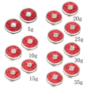 Red 15g weights for Odyssey putters offer quick swap and setup on the range.