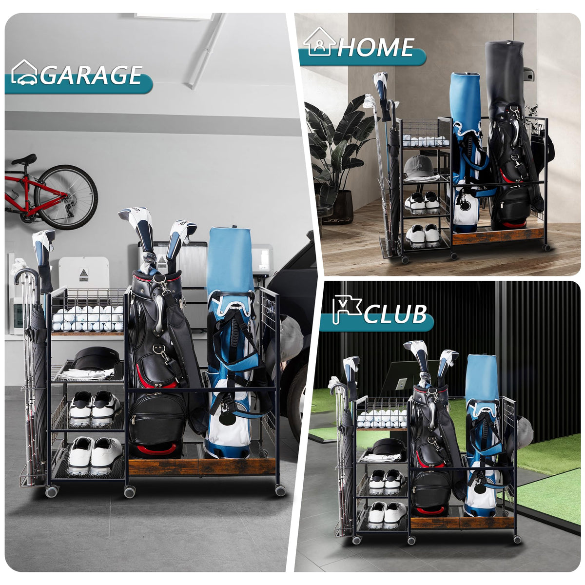 OEERDER Golf Bag Organizer 360-degree wheels enable smooth movement
