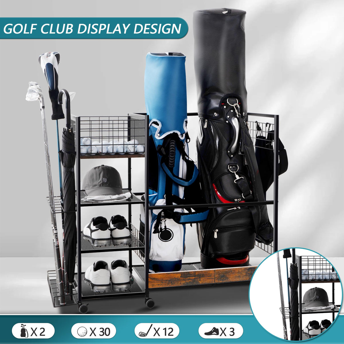 OEERDER Golf Bag Organizer dual hooks for gloves or towels within reach