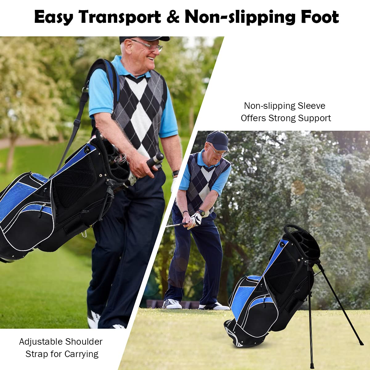 OfficeJoy golf stand bag with seven pockets secures balls, tees, and essentials
