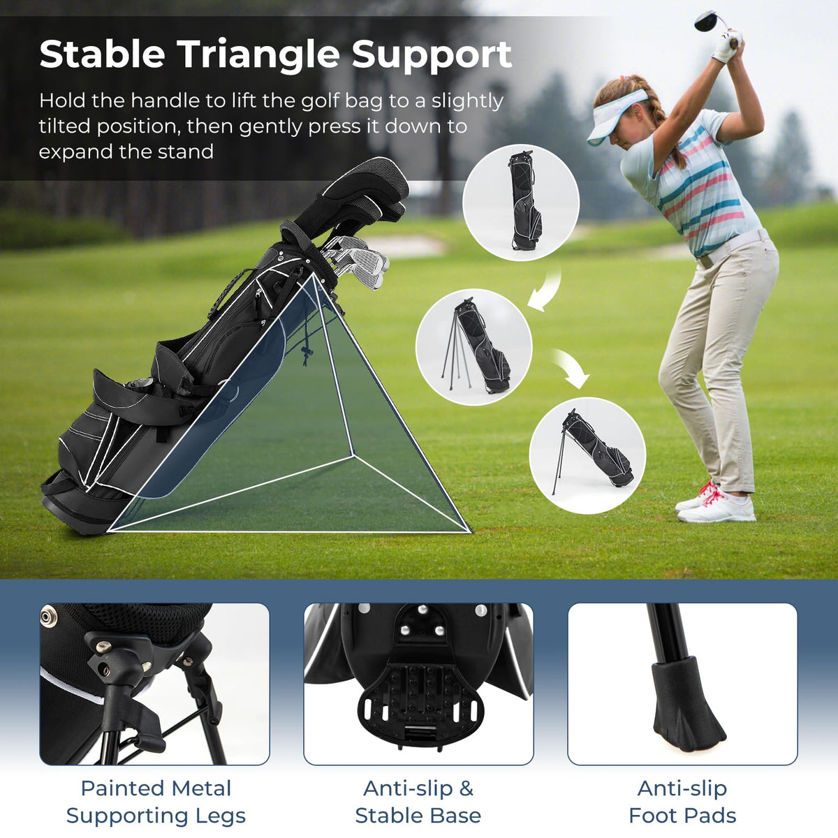 OFFICEJOY golf stand bag adjustable dual-strap for comfortable carrying