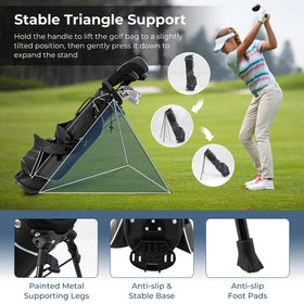 OFFICEJOY golf stand bag adjustable dual-strap for comfortable carrying