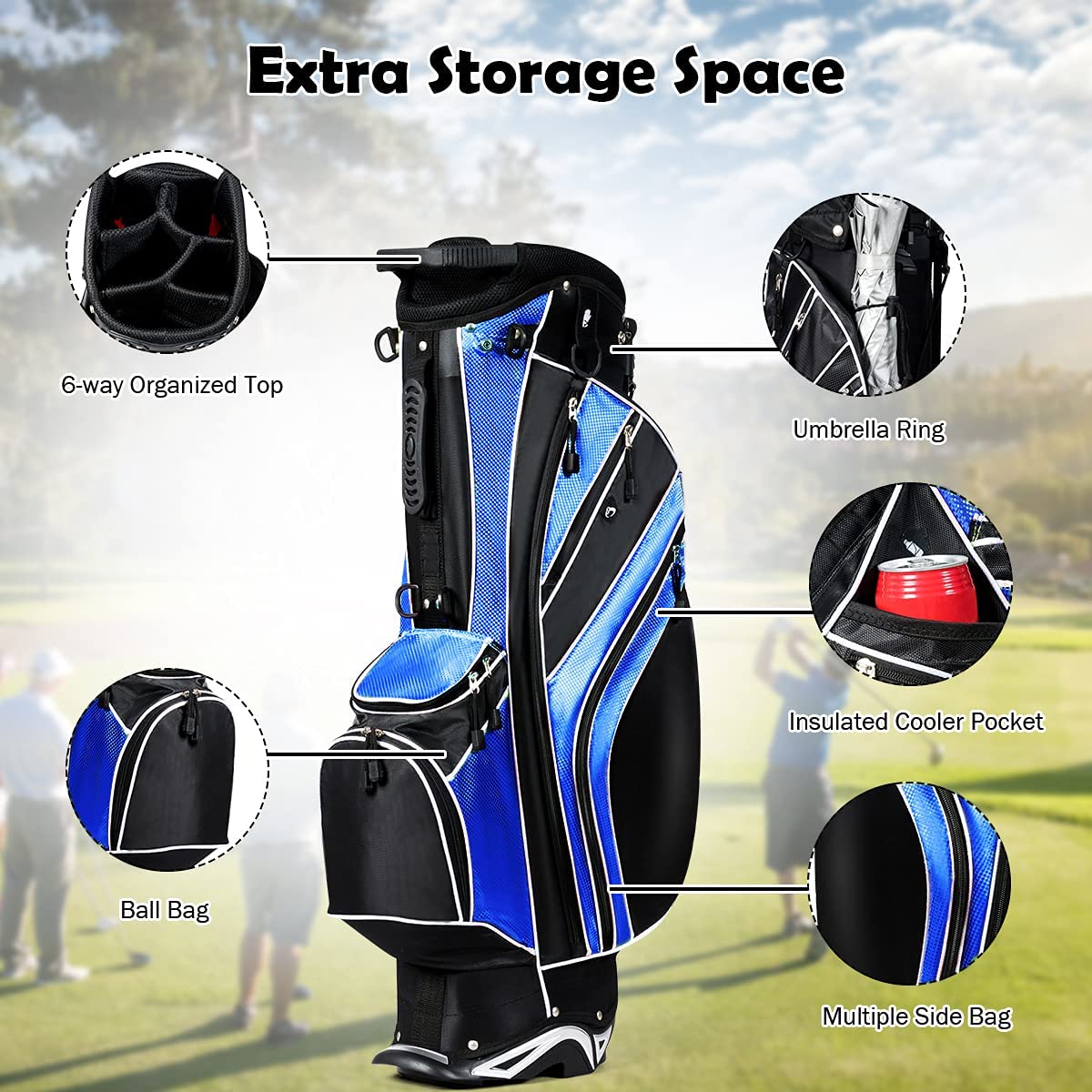 OfficeJoy golf stand bag features dual straps for comfortable, balanced transport