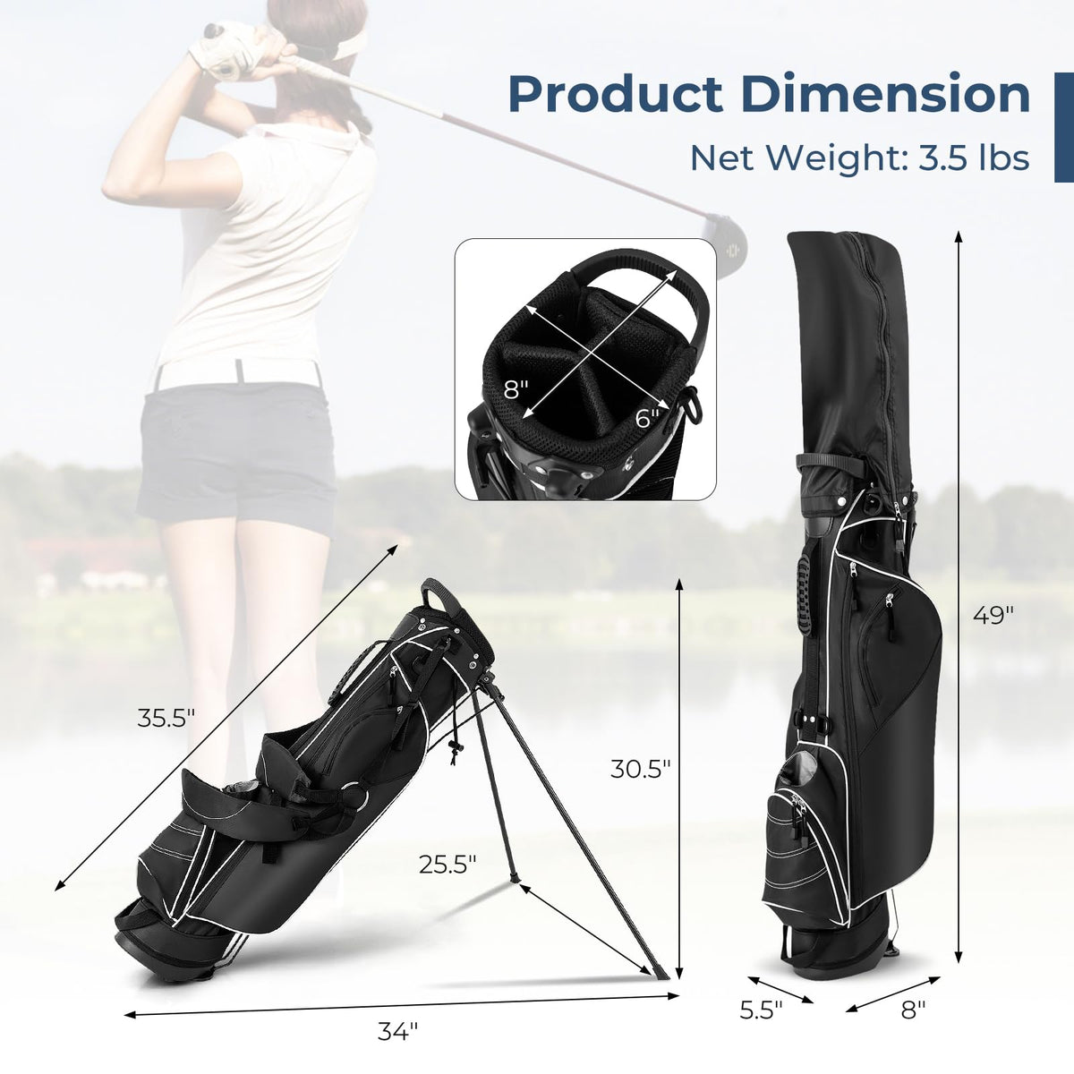 OFFICEJOY golf stand bag top handle for easy lifting