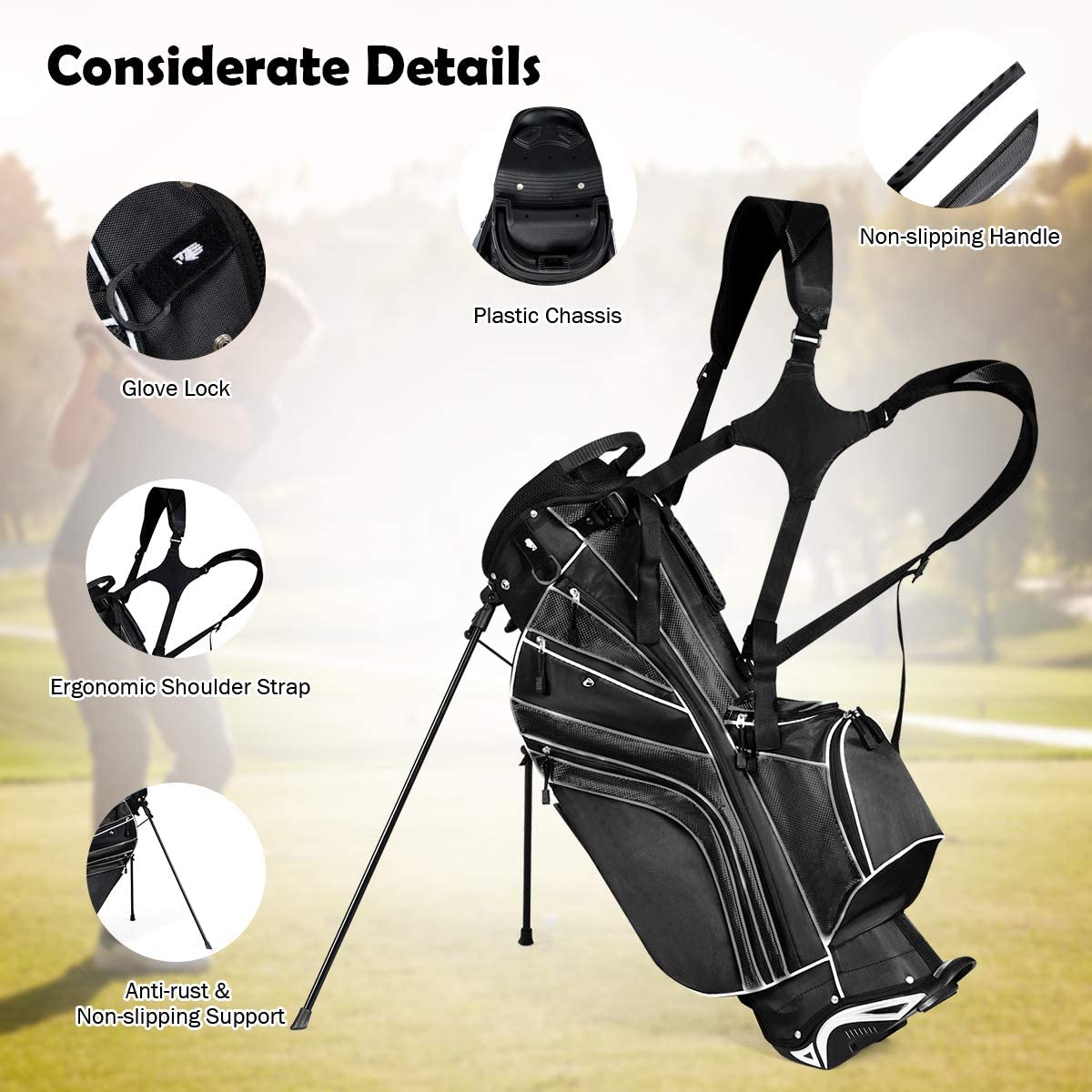 OfficeJOY bag includes umbrella holder for quick rain gear access.