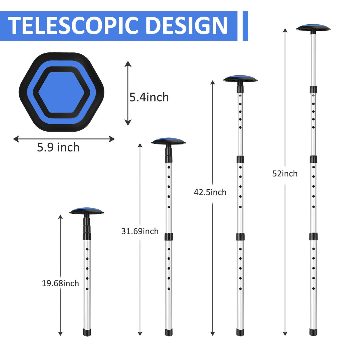 OFFKITSLY golf bag support pole adjustment range secures a perfect fit for most bags.