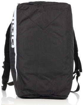 OGIO Team Baseball Duffel Bag in black, front view, durable travel companion for team gear.