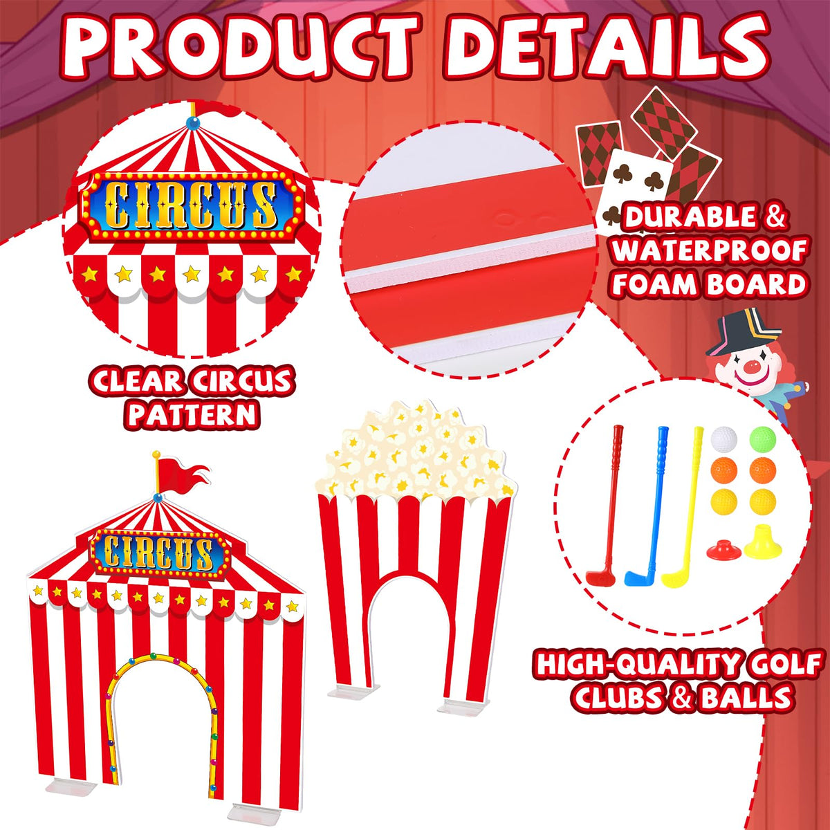 Oitnlaughter circus popcorn obstacle and flag ideal for party setup