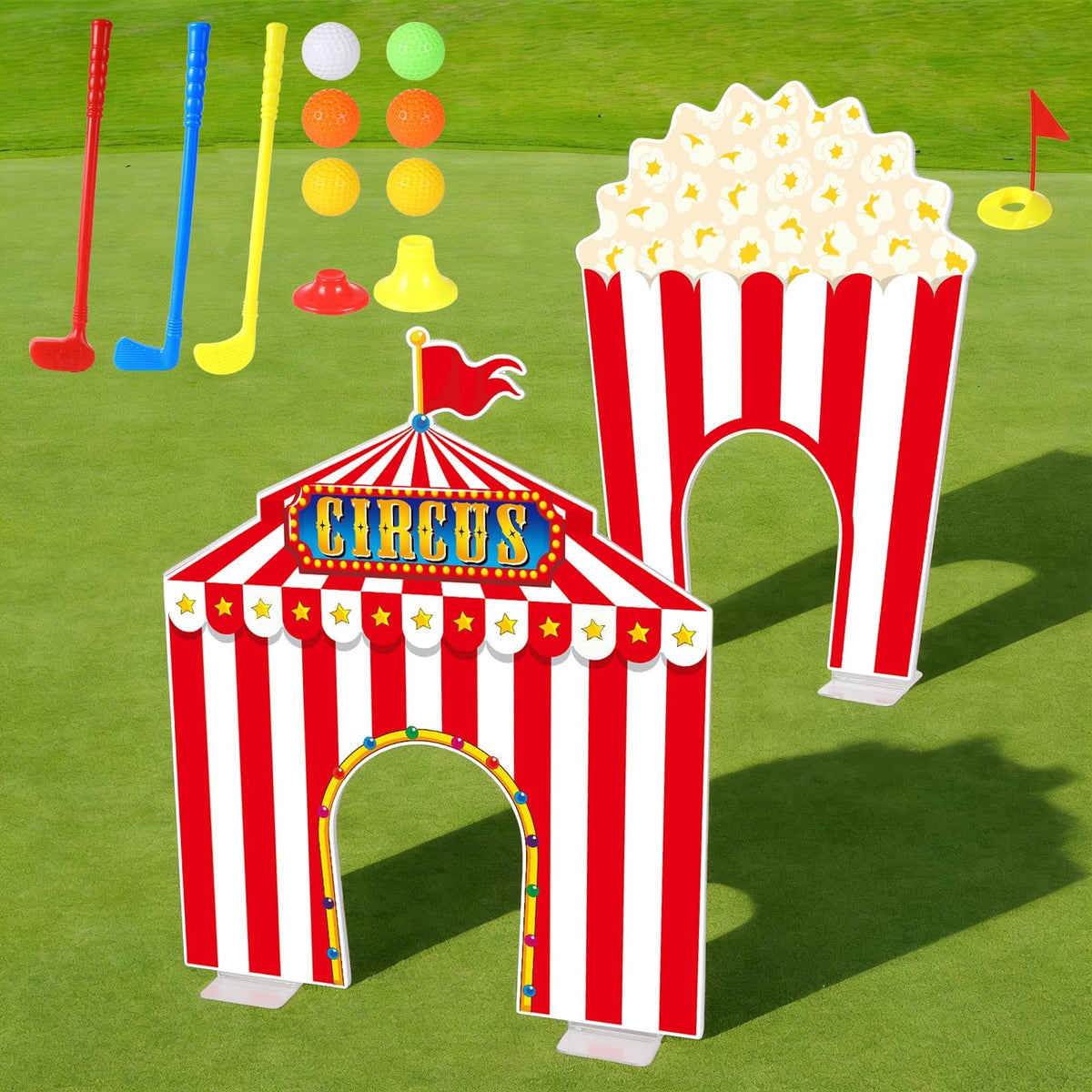 Oitnlaughter carnival mini golf set with popcorn obstacle for family fun