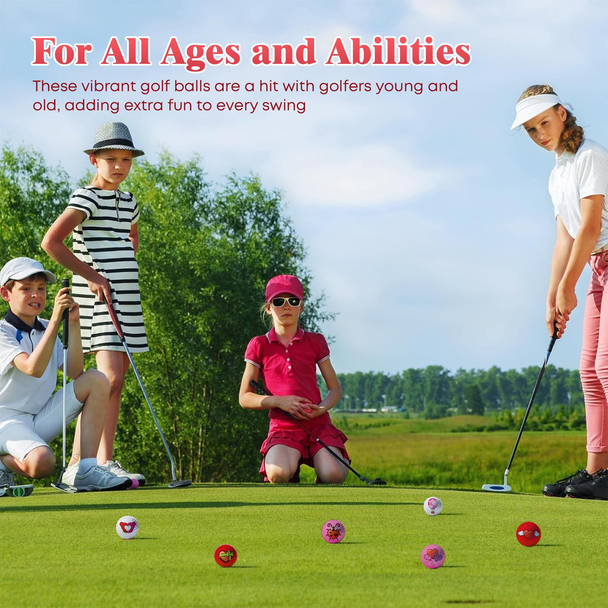 Oji Emoji Valentines golf balls 12-piece set with varied designs