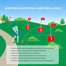 OKKLYFE six-hole golf set ready to play anywhere