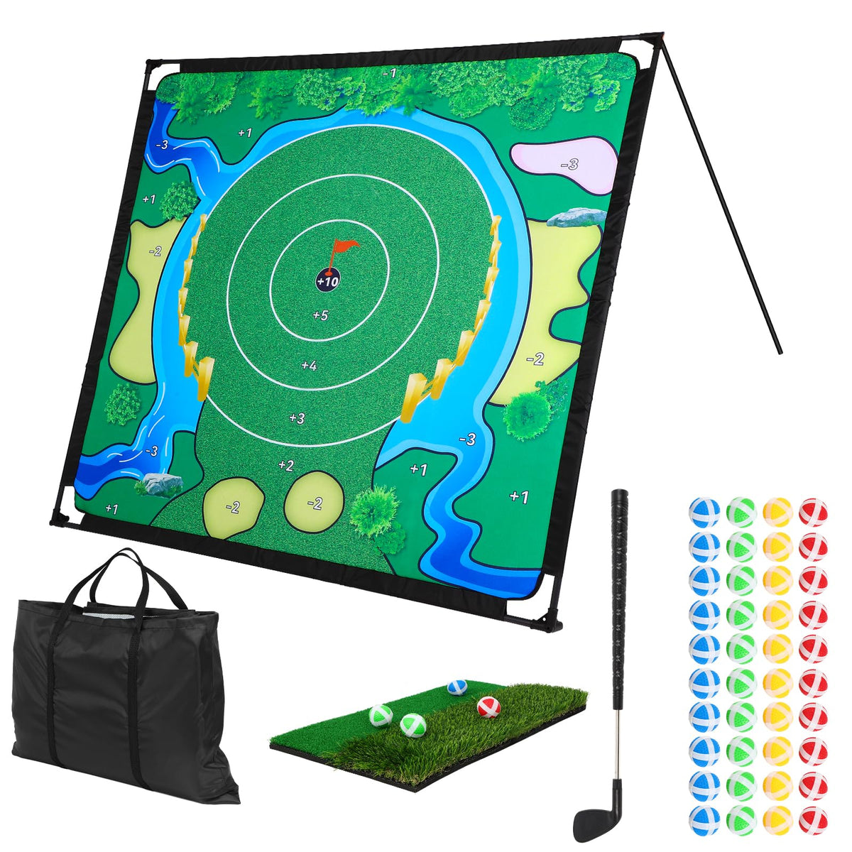 OLenyer chipping golf game set in backyard for casual practice sessions.