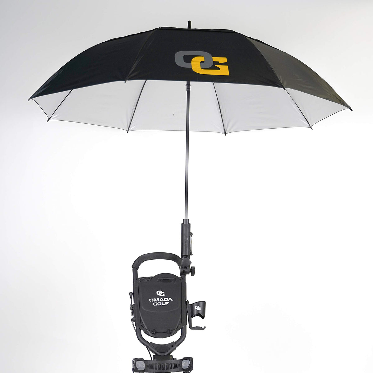 Omada Golf Push Cart Umbrella Holder easy attach makes setup quick on the course.