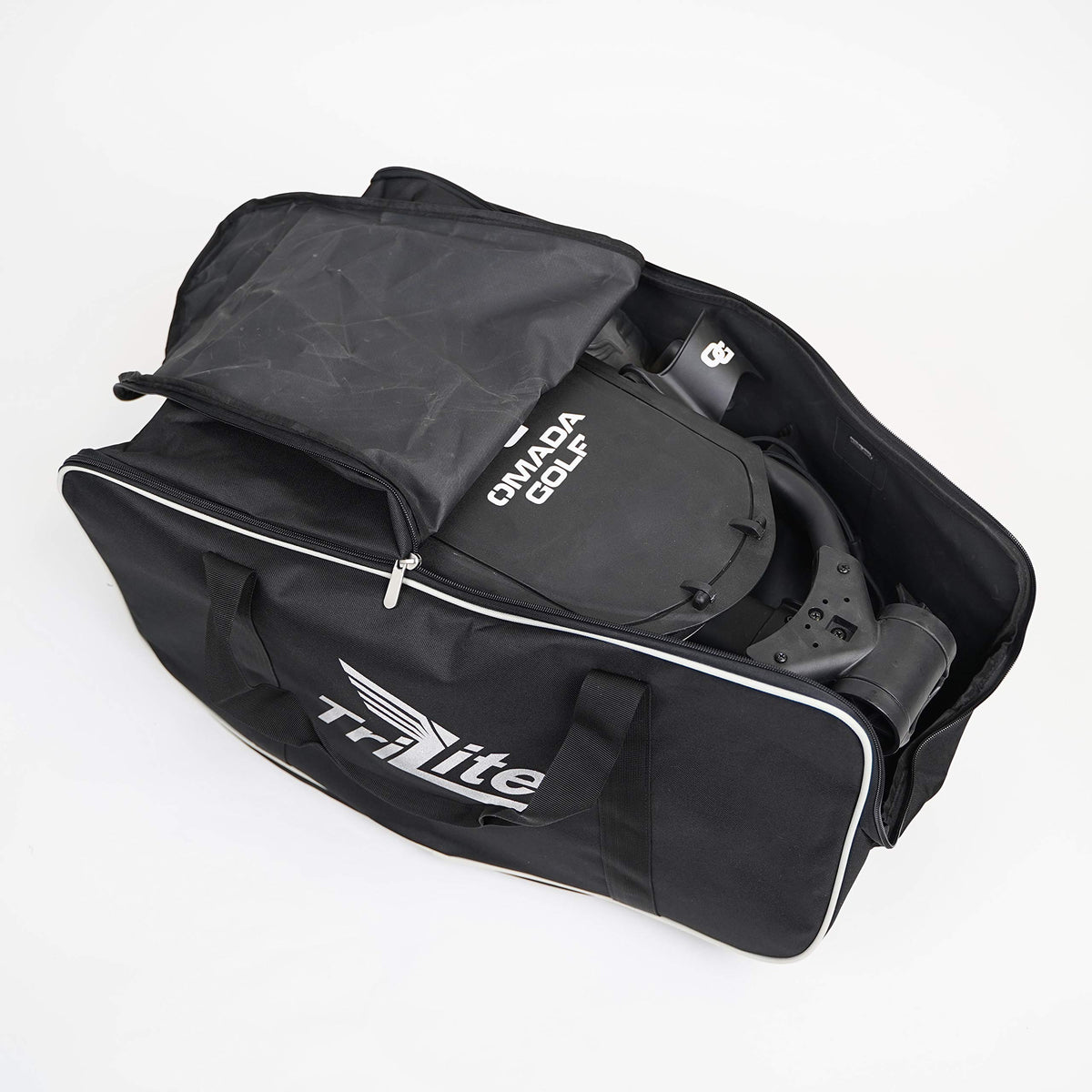 OMADA GOLF Trilite Carry Bag with attached handles eases lifting and movement.