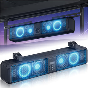 OMEIPMEO 26inch golf cart soundbar front view with RGB lighting for immersive ride
